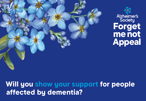 Banner photo "will you show your support for people affected by dementia?"